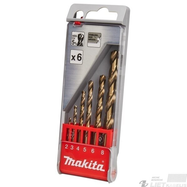 Grąžtų komplektas ø2-8mm 6vnt D-57168, Makita Grąžtų komplektas ø2-8mm 6vnt D-57168, Makita