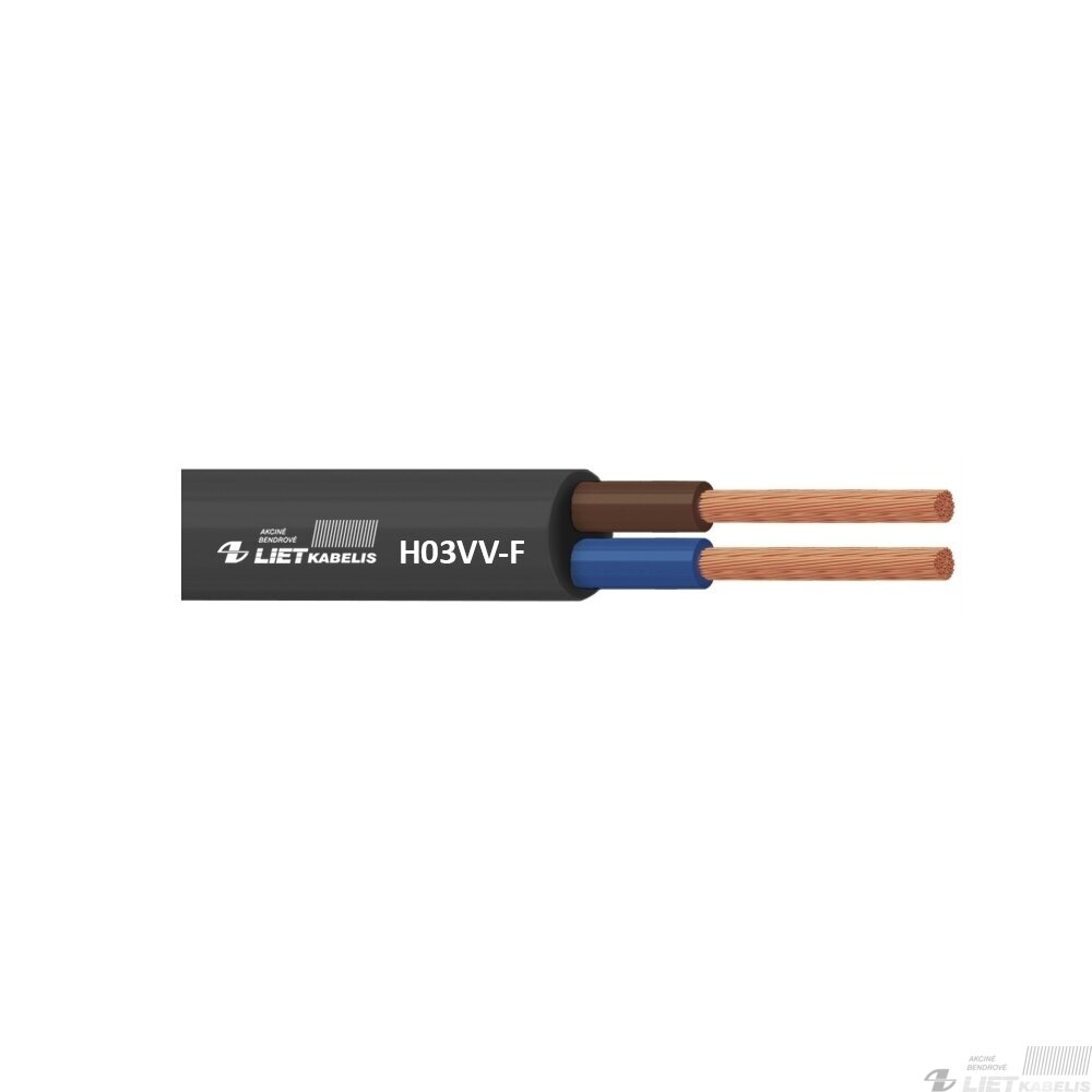 Elektros instaliacijos kabelis, lankstus, apvalus H03VV-F 3G0,5mm² Lietkabelis