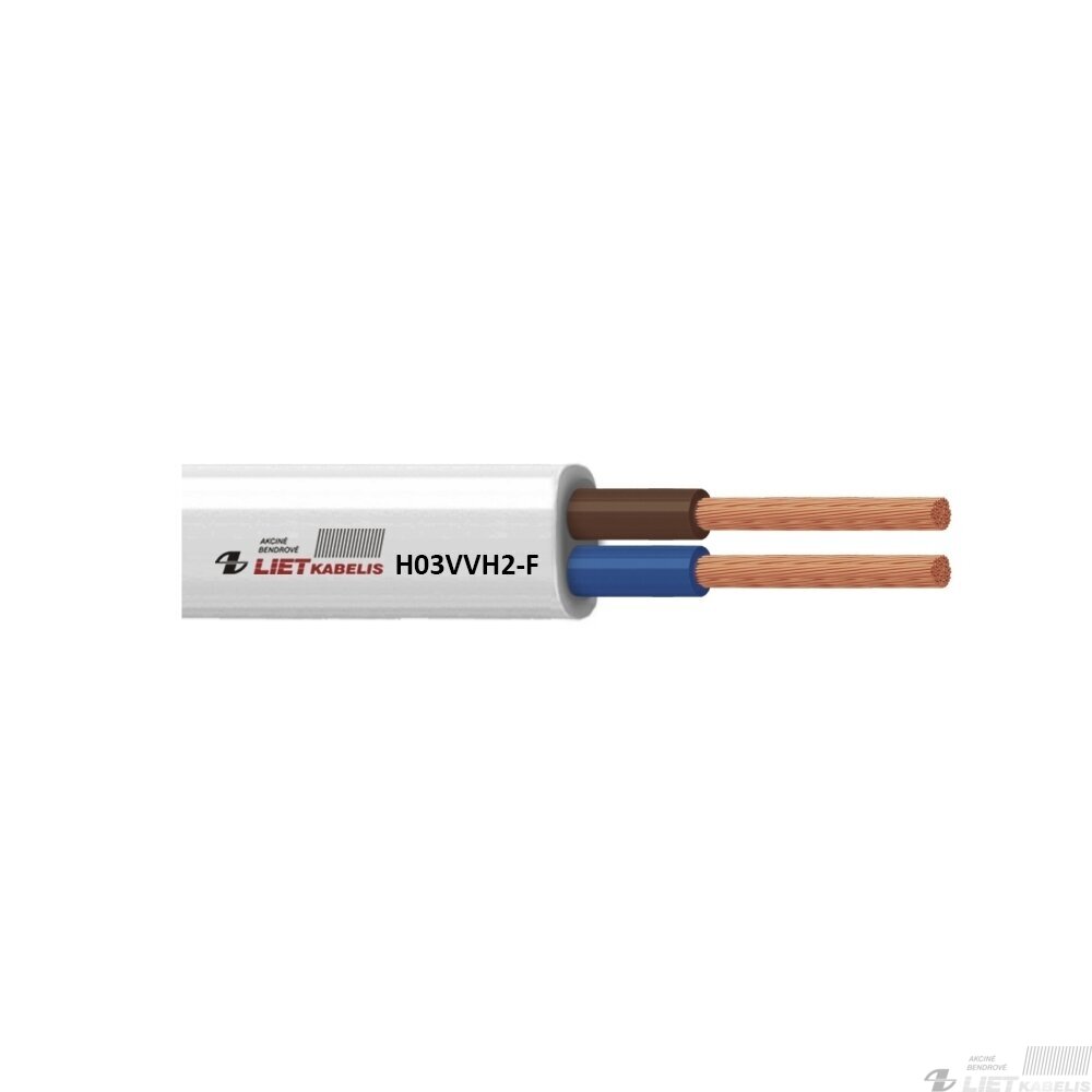 Elektros instaliacijos kabelis, lankstus, plokščias H03VVH2-F 2x0,75mm² , Lietkabelis