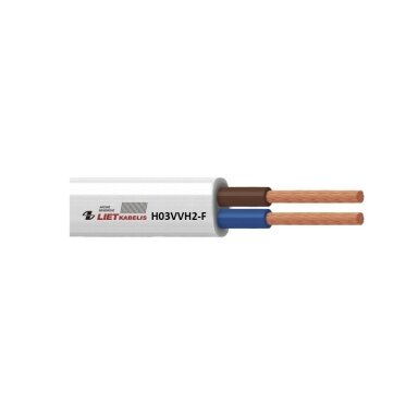 Elektros instaliacijos kabelis, lankstus, plokščias H03VVH2-F 2x0,5mm² Lietkabelis