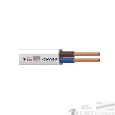 Elektros instaliacijos kabelis, lankstus, plokščias H03VVH2-F 2x0,75mm² , Lietkabelis Elektros instaliacijos kabelis, lankstus, plokščias H03VVH2-F 2x0,75mm² , Lietkabelis