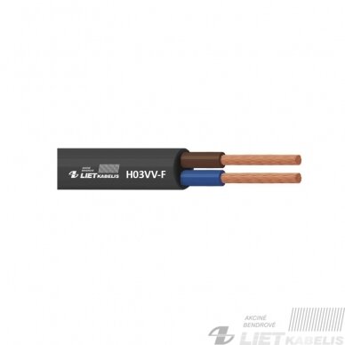 Elektros instaliacijos kabelis, lankstus, apvalus H03VV-F 2x0,75mm² Lietkabelis