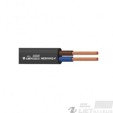 Elektros instaliacijos kabelis, lankstus, plokščias H03VVH2-F 2x0,75mm² Lietkabelis Elektros instaliacijos kabelis, lankstus, plokščias H03VVH2-F 2x0,75mm² Lietkabelis