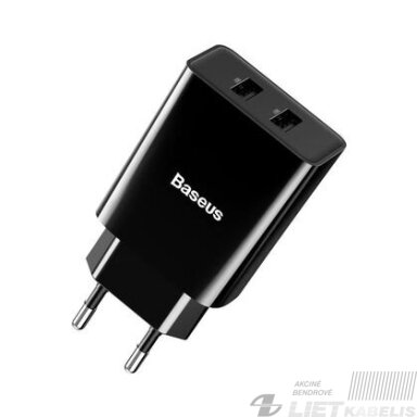 Įkroviklis sieninis 10,5W, 2xUSB, 2,1A , Baseus Įkroviklis sieninis 10,5W, 2xUSB, 2,1A , Baseus