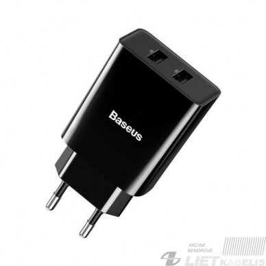 Įkroviklis sieninis 10,5W, 2xUSB, 2,1A , Baseus Įkroviklis sieninis 10,5W, 2xUSB, 2,1A , Baseus