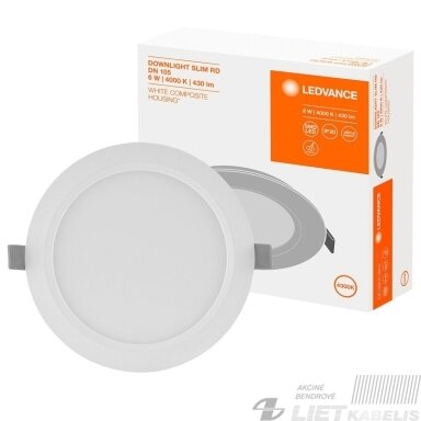 Įleidžiamas LED šviestuvas 6W, 4000K, Slim Ledvance