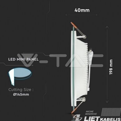LED šviestuvas 18W, 3000K, 1260lm, su stiklu, V-TAC 2