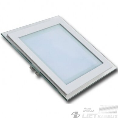 LED šviestuvas įleidžiamas, kvadratinis su stiklu, 12W, 4000K, 840Lm, IP20, V-TAC