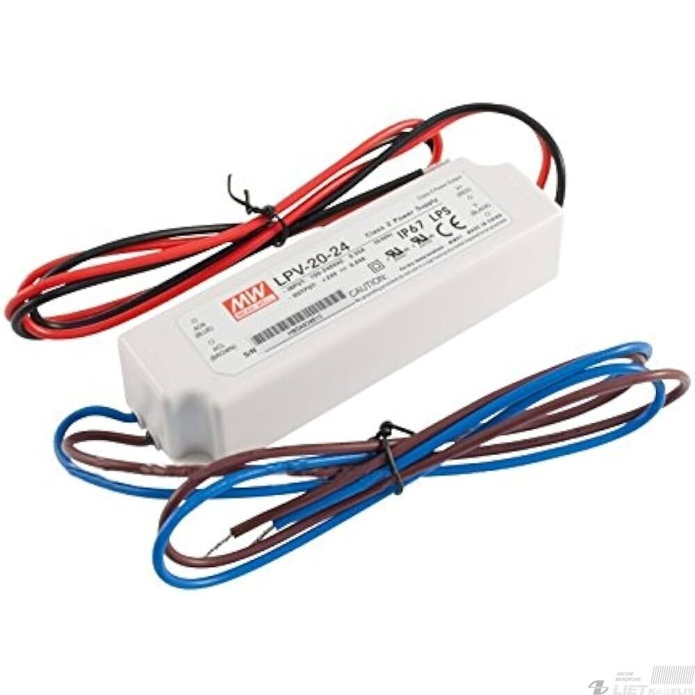 Impulsinis maitinimo šaltinis LED 24V, 0,84A, LPV-20-24, IP67, Mean Well Impulsinis maitinimo šaltinis LED 24V, 0,84A, LPV-20-24, IP67, Mean Well