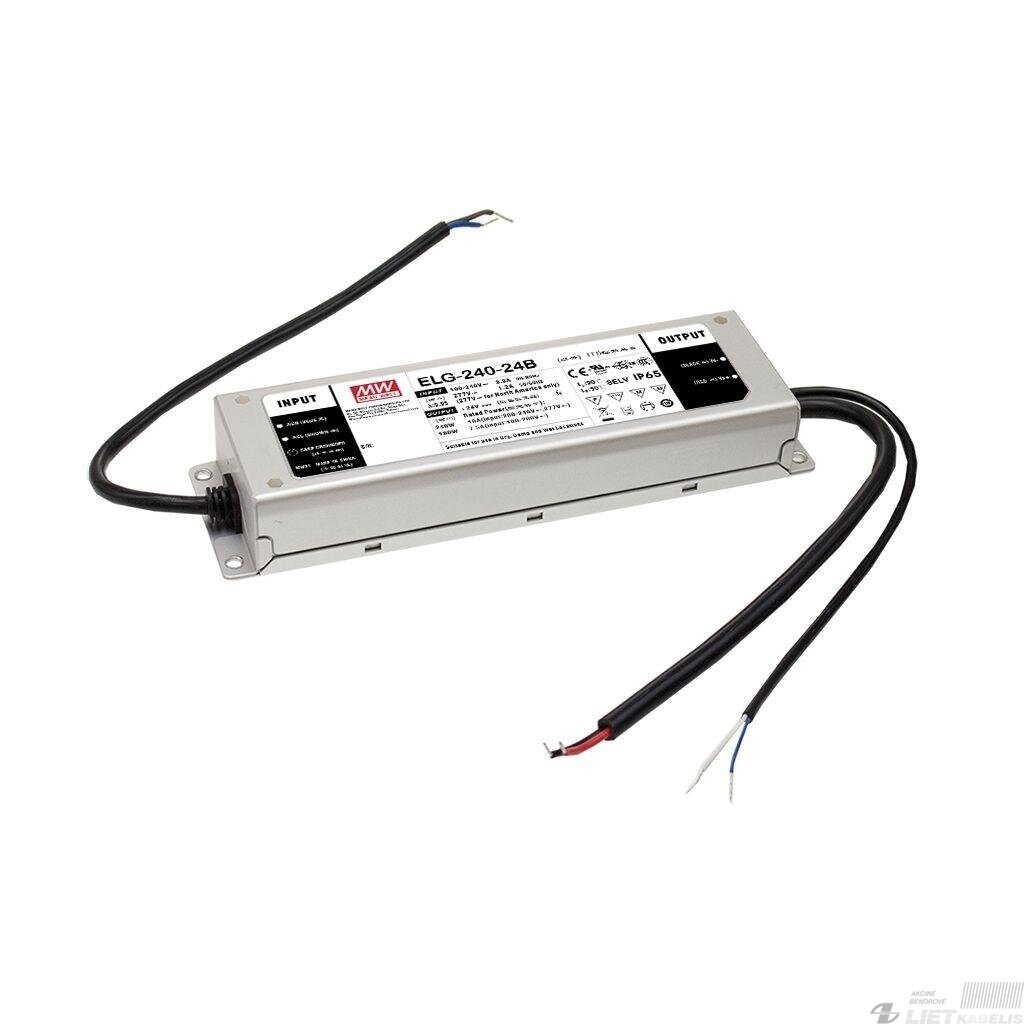 Impulsinis maitinimo šaltinis LED 24V 10A PFC reguliuojamas valdymas, IP65, Wean Well