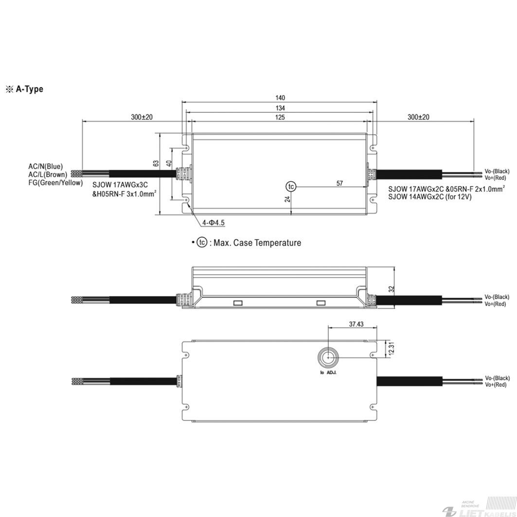 Impulsinis maitinimo šaltinis LED 12V, 150W, 12,5A, IP67 MEAN WELL 1 Impulsinis maitinimo šaltinis LED 12V, 150W, 12,5A, IP67 MEAN WELL 1