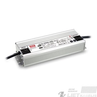 Impulsinis maitinimo šaltinis HLG-320H-24 LED 24V 13.34A, PFC, IP67, Mean Well Impulsinis maitinimo šaltinis HLG-320H-24 LED 24V 13.34A, PFC, IP67, Mean Well
