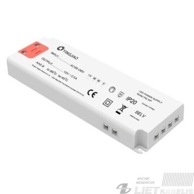 Impulsinis maitinimo šaltinis LED 24V, 50W, 2,08A, IP20, YINGJIAO Impulsinis maitinimo šaltinis LED 24V, 50W, 2,08A, IP20, YINGJIAO