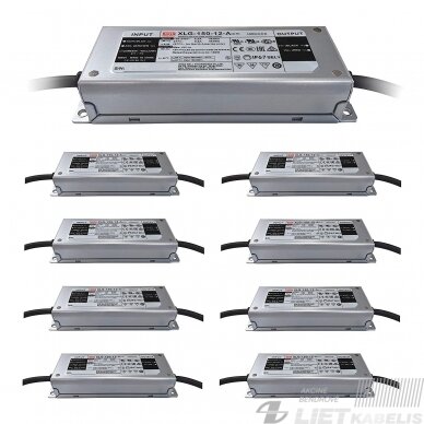 Impulsinis maitinimo šaltinis LED 12V, 150W, 12,5A, IP67 MEAN WELL Impulsinis maitinimo šaltinis LED 12V, 150W, 12,5A, IP67 MEAN WELL