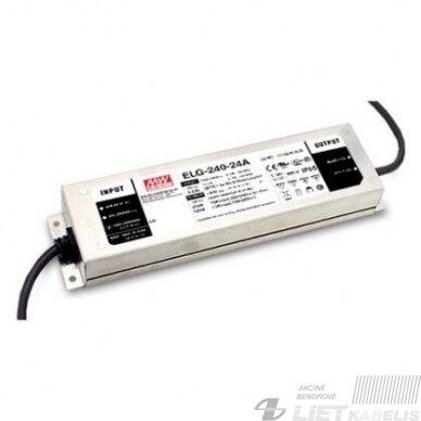Impulsinis maitinimo šaltinis LED 24V, 10A, reguliuojamas, PFC-IP65, Mean Well Impulsinis maitinimo šaltinis LED 24V, 10A, reguliuojamas, PFC-IP65, Mean Well