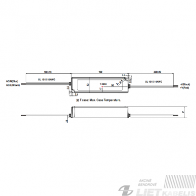 Impulsinis maitinimo šaltinis LED  LPV-100-24, 24V, 4A, IP67, MEAN WELL 1