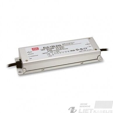Impulsinis maitinimo šaltinis LED ELG-150-24, 24V, 6,3A, IP67, Mean Well Impulsinis maitinimo šaltinis LED ELG-150-24, 24V, 6,3A, IP67, Mean Well