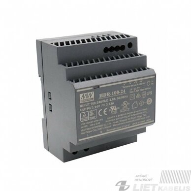 Impulsinis maitinimo šaltinis LED HDR-100-24, 24V, IP67, Mean Well Impulsinis maitinimo šaltinis LED HDR-100-24, 24V, IP67, Mean Well
