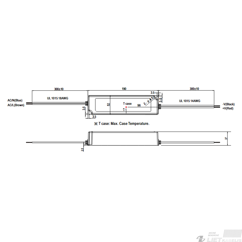 Impulsinis maitinimo šaltinis LED  LPV-100-24, 24V, 4A, IP67, MEAN WELL 1
