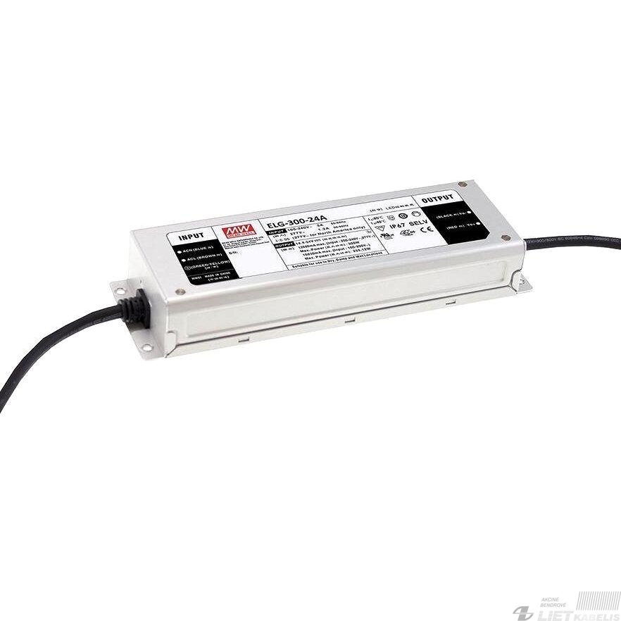 Impulsinis maitinimo šaltinis LED 24V, 300W, 12,5A, IP67 MEAN WELL Impulsinis maitinimo šaltinis LED 24V, 300W, 12,5A, IP67 MEAN WELL