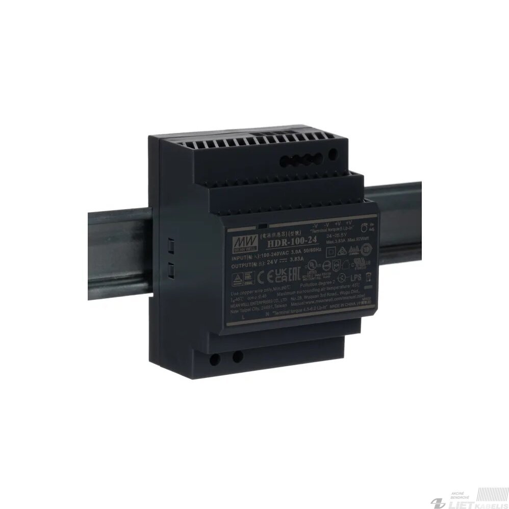 Impulsinis maitinimo šaltinis LED HDR-100-24, 24V, IP67, Mean Well 1