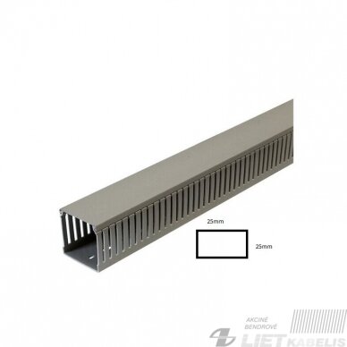 Instaliacinis kanalas perforuotas 25x25 PVC pilkas ETI 1 Instaliacinis kanalas perforuotas 25x25 PVC pilkas ETI 1