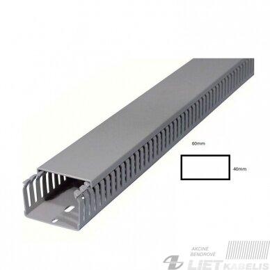 Instaliacinis kanalas perforuotas 60x40 PVC pilkas 1 Instaliacinis kanalas perforuotas 60x40 PVC pilkas 1