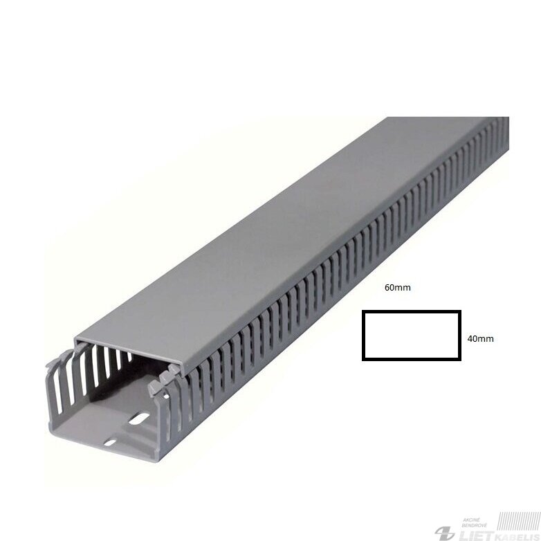 Instaliacinis kanalas perforuotas 60x40 PVC pilkas 1