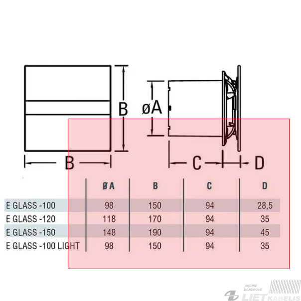 Ištraukiamasis ventiliatorius E 120 G Cata 2