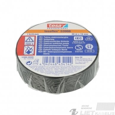 Elektros Izoliacinė juosta 20m x 19mm Tesaflex Elektros Izoliacinė juosta 20m x 19mm Tesaflex