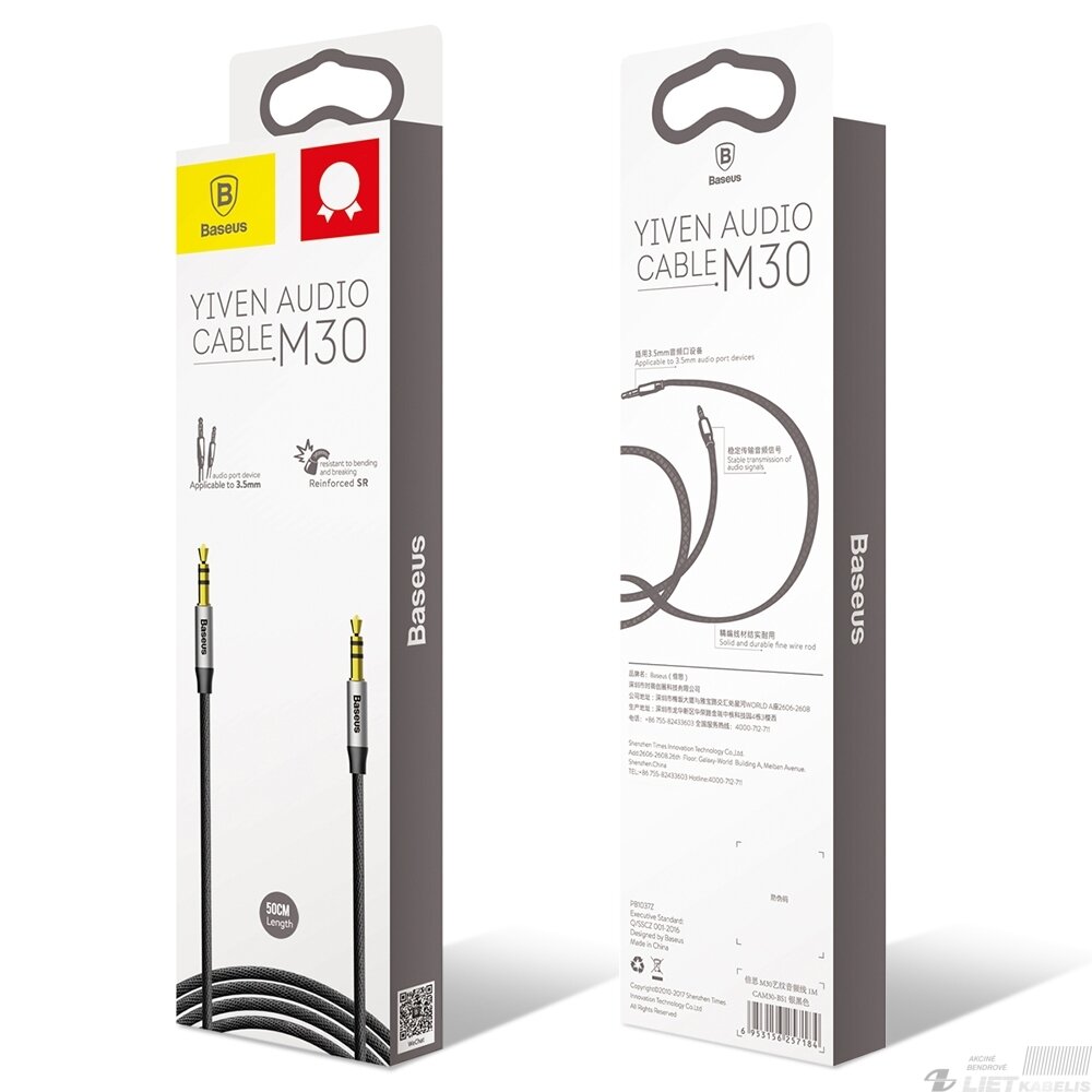 Jungiamasis garso kabelis 3.5mm-3.5mm stereo, 1m