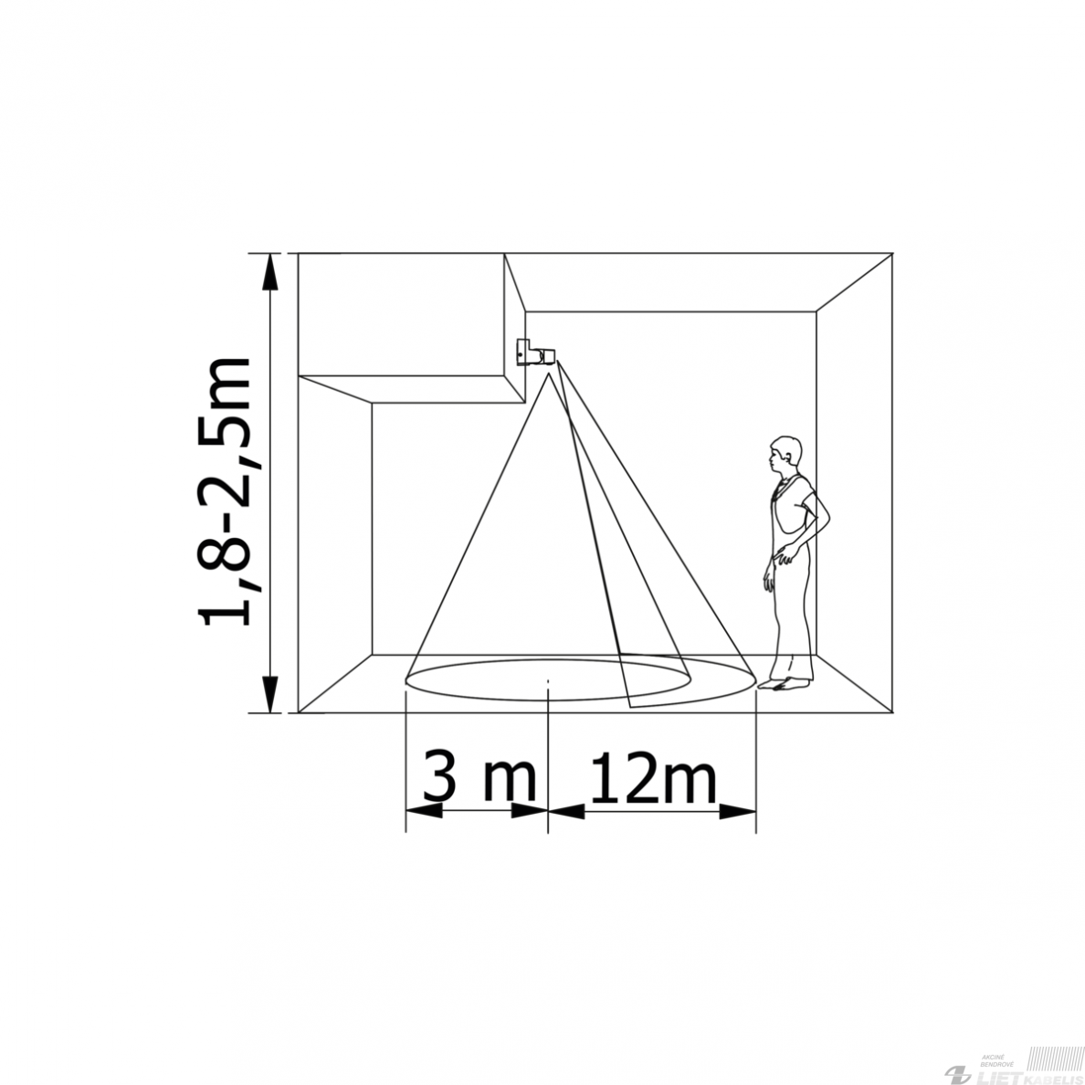 Judesio daviklis CR-9 1180°/360°, 1200W, IP65, 12m, baltas, GTV 1 Judesio daviklis CR-9 1180°/360°, 1200W, IP65, 12m, baltas, GTV 1
