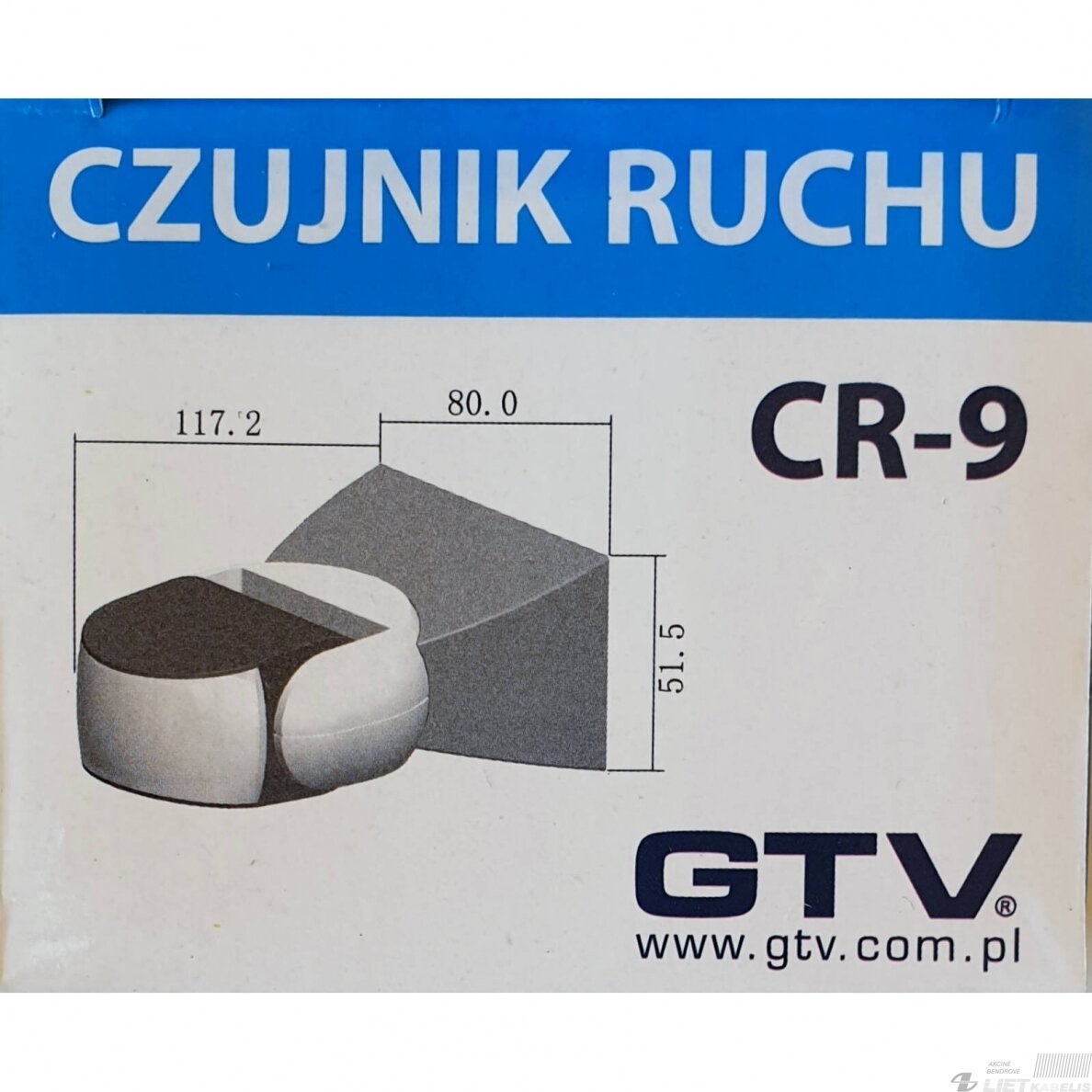 Judesio daviklis, CR-9 180°, 1200W, IP65, juodas/baltas GTV 2 Judesio daviklis, CR-9 180°, 1200W, IP65, juodas/baltas GTV 2