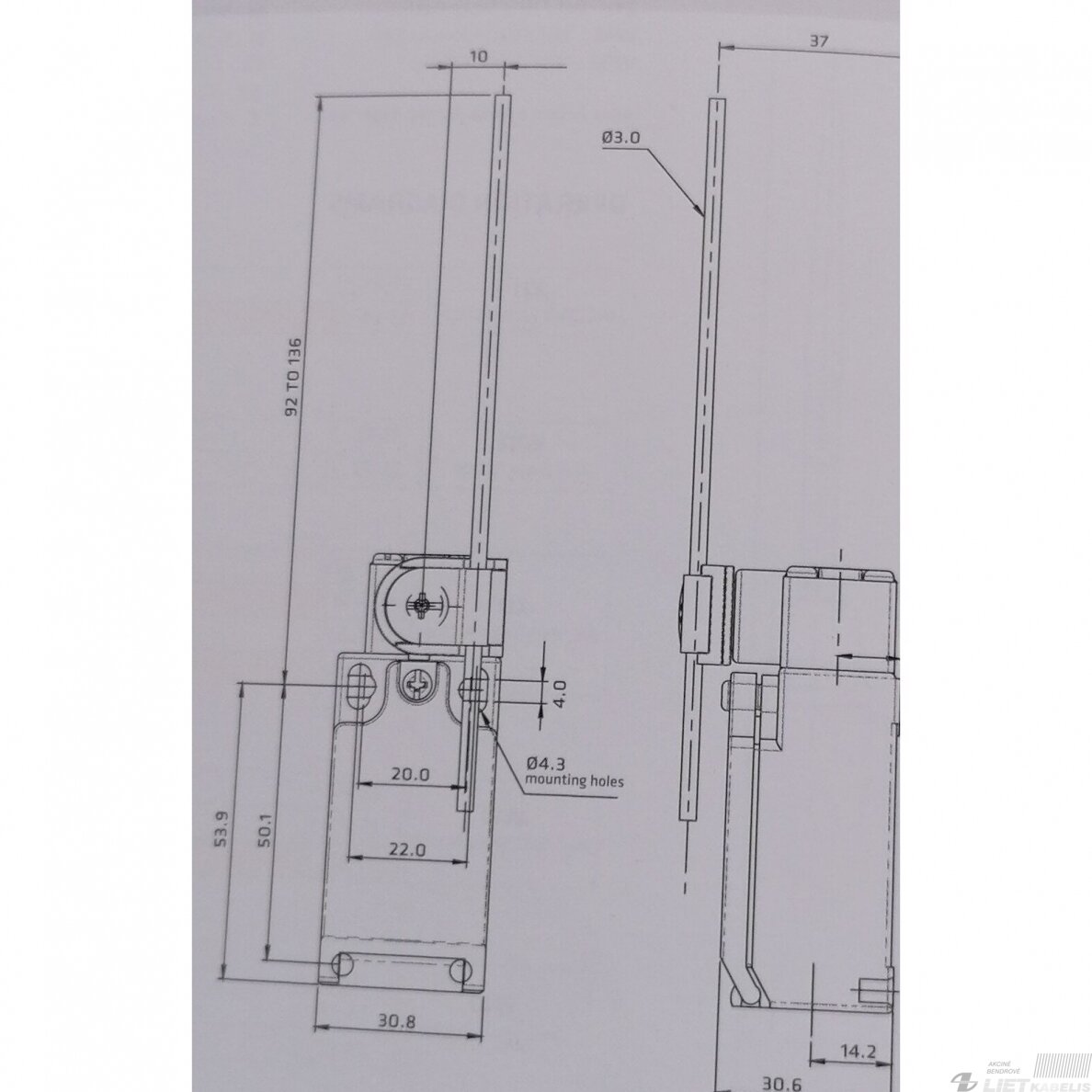 Jungiklis galinis FTN137Z11 1NC/1NO M16 GG 1 Jungiklis galinis FTN137Z11 1NC/1NO M16 GG 1