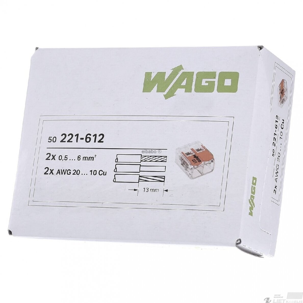 Jungtis 221-612, 2x0,5-6mm² 32A, Wago 1