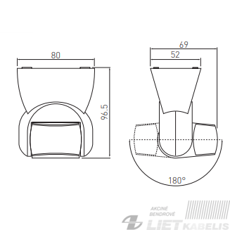 Judesio daviklis, CR-9 180°, 1200W, IP65, juodas/baltas GTV 3 Judesio daviklis, CR-9 180°, 1200W, IP65, juodas/baltas GTV 3