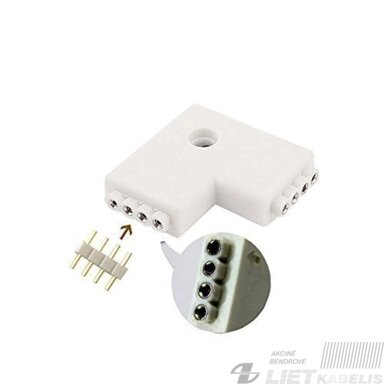 Jungtis RGB LED juostai su PIN kištuku L formos