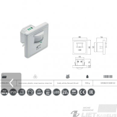 Judesio daviklis, CR-4 LED 160° 600W IP 20 9m GTV 1 Judesio daviklis, CR-4 LED 160° 600W IP 20 9m GTV 1