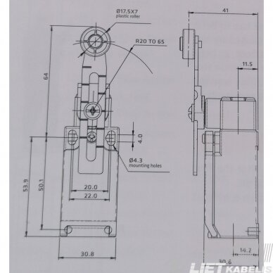 Jungiklis galinis FTN144Z11 1NC/1NO M16 GG 1 Jungiklis galinis FTN144Z11 1NC/1NO M16 GG 1