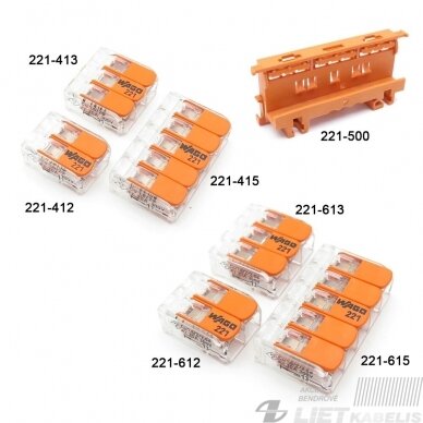 Jungtis 221-612, 2x0,5-6mm² 32A, Wago Jungtis 221-612, 2x0,5-6mm² 32A, Wago