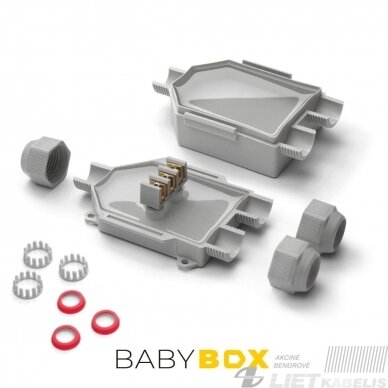 Jungtis gelinė,BABY BOX 3x6mm²pilka IP68 Raytech