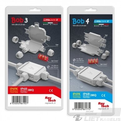 Jungtis gelinė,BOB 3 3x4mm²pilka IP68, Raytech Jungtis gelinė,BOB 3 3x4mm²pilka IP68, Raytech