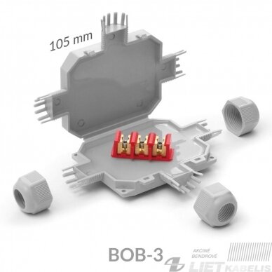 Jungtis gelinė,BOB 3 3x4mm²pilka IP68, Raytech 2