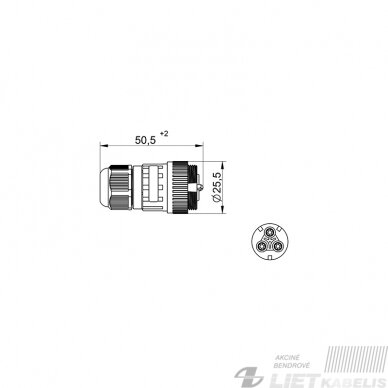 Jungtis lizdas (konektorius) WP3/H 3x0,5-2,5mm² IP68 TEKOX 2