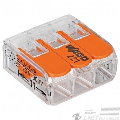 Jungtis universali,3x0.14-4mm² 450V 32A,221-413,Wago Jungtis universali,3x0.14-4mm² 450V 32A,221-413,Wago