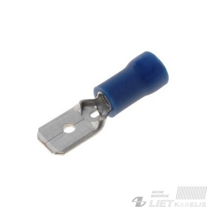 Antgalis plokščias kištukas izoliuotas 6.3mm 1.5-2.5 lizdas+kišt. (mėlynas)