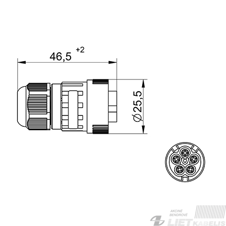 Jungtis kištukas (konektorius )WP5/M 4x0,5-2,5mm², IP68, TEKOX 1 Jungtis kištukas (konektorius )WP5/M 4x0,5-2,5mm², IP68, TEKOX 1