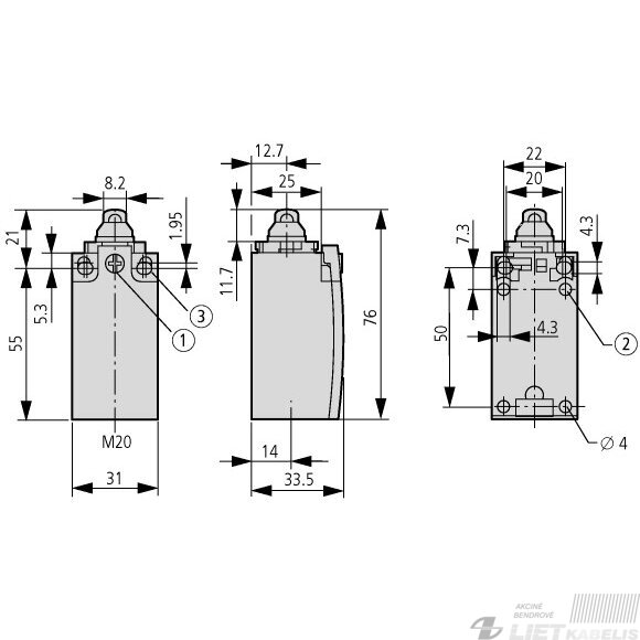Jungiklis galinis LSM-11 IP67, EATON 1 Jungiklis galinis LSM-11 IP67, EATON 1