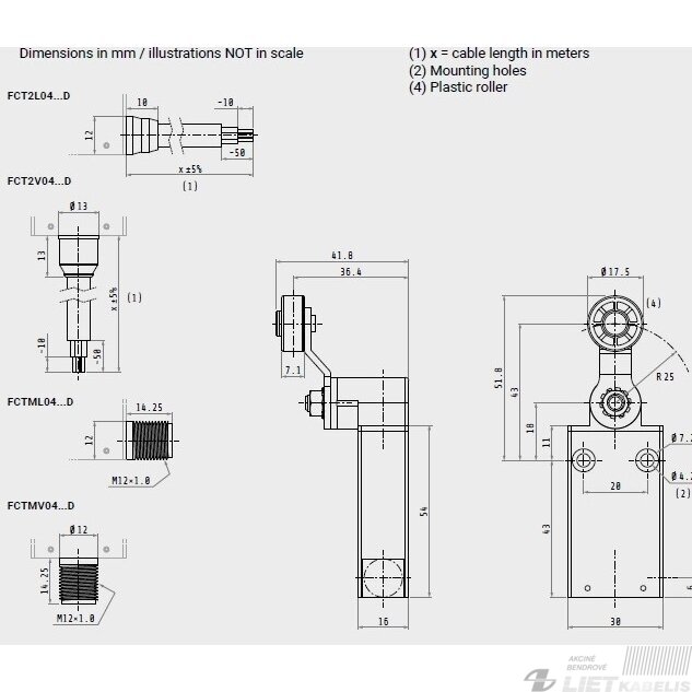 Jungiklis galinis FCTML04Z11D 1NC/1NO M12 GG 1 Jungiklis galinis FCTML04Z11D 1NC/1NO M12 GG 1