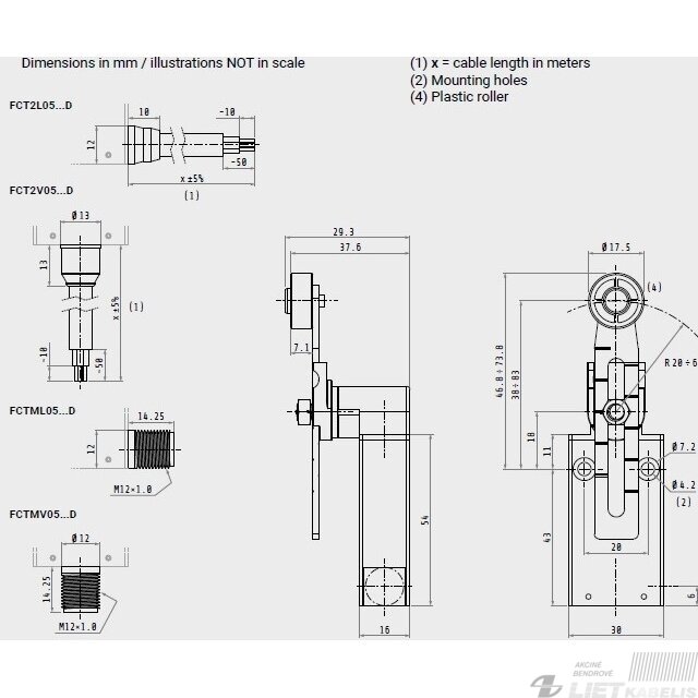 Jungiklis galinis FCTML05Z11D 1NC/1NO M12 GG 1